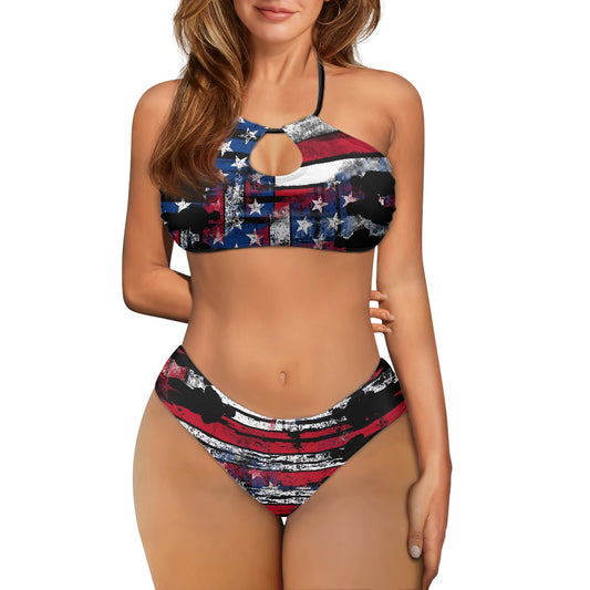 Women's strappy two-piece bikini swimsuit American