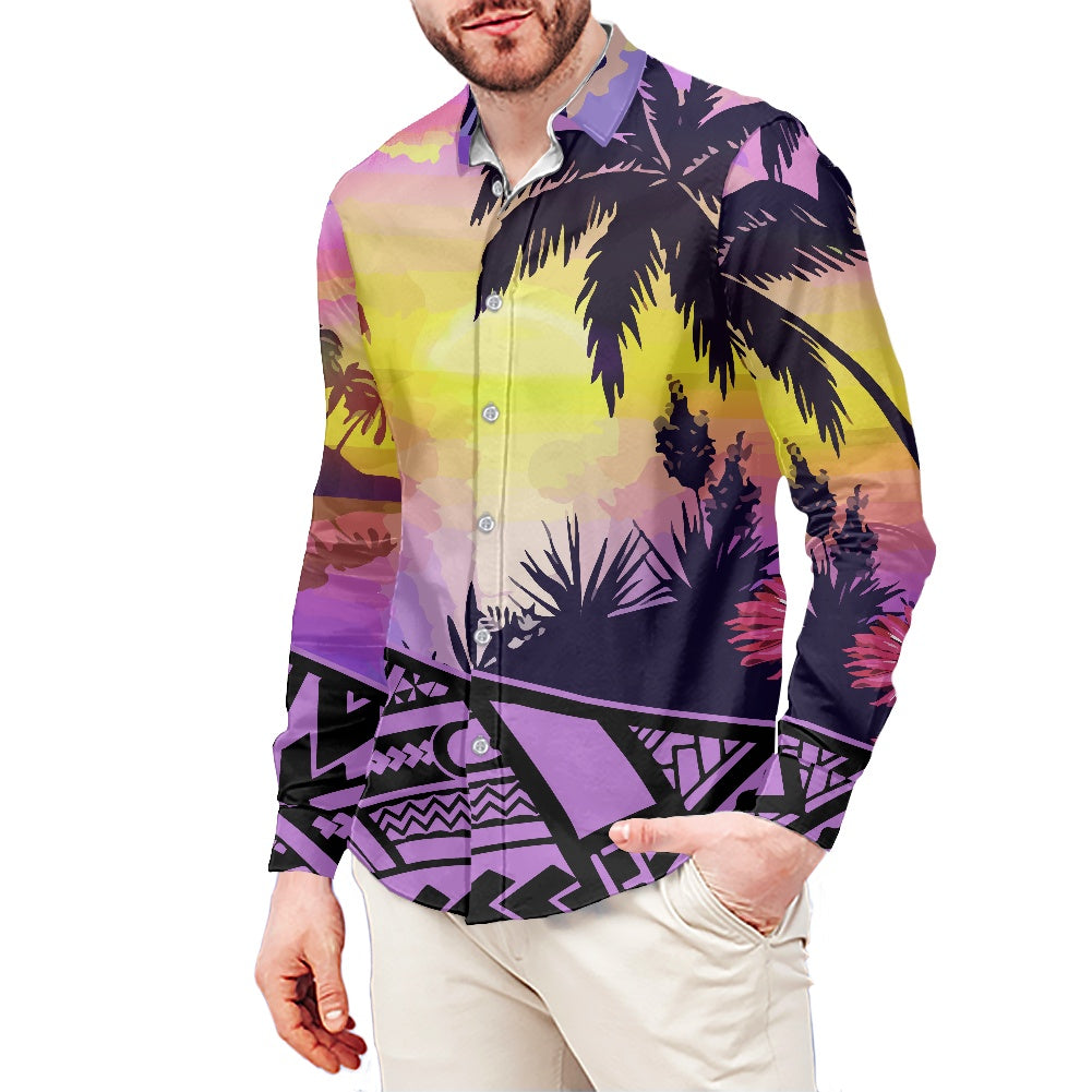 Men's long-sleeved shirts Aloha design